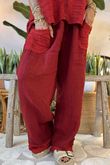 Made in Italy Benji Linen Wave Panel Pant Chilli Pepper /8 = ** 